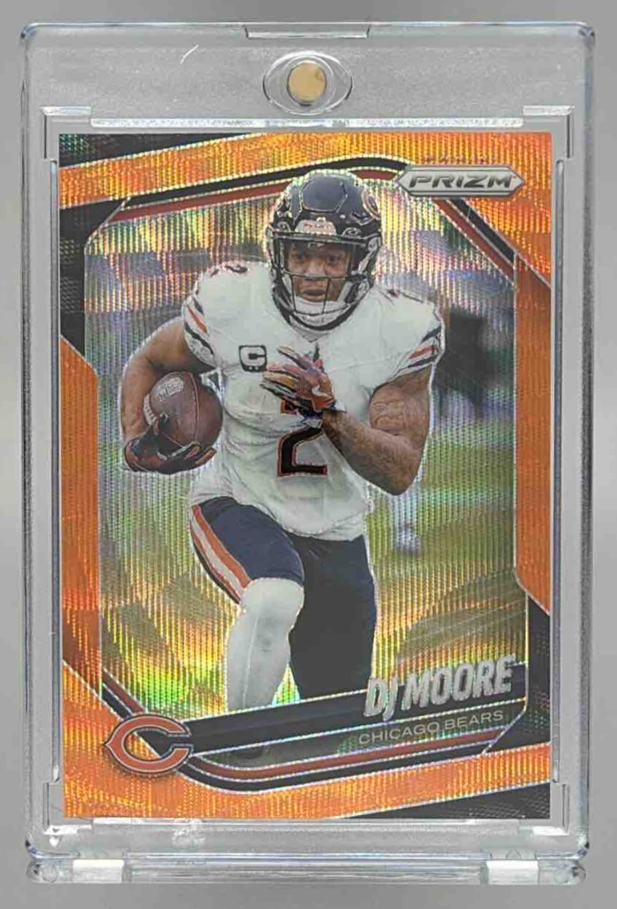 Card image for 2025 Panini Football Prizm DJ Moore Orange Wave /65 #92 Chicago Bears