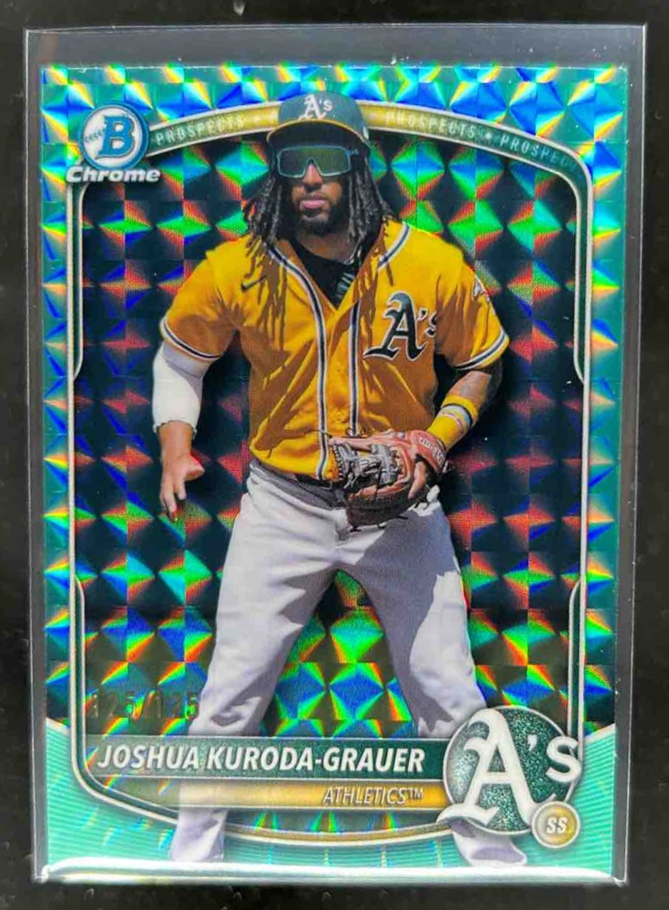 Card image for Joshua Kuroda-Grauer 2025 Bowman Baseball Draft Chrome Aqua Geometric Athletics