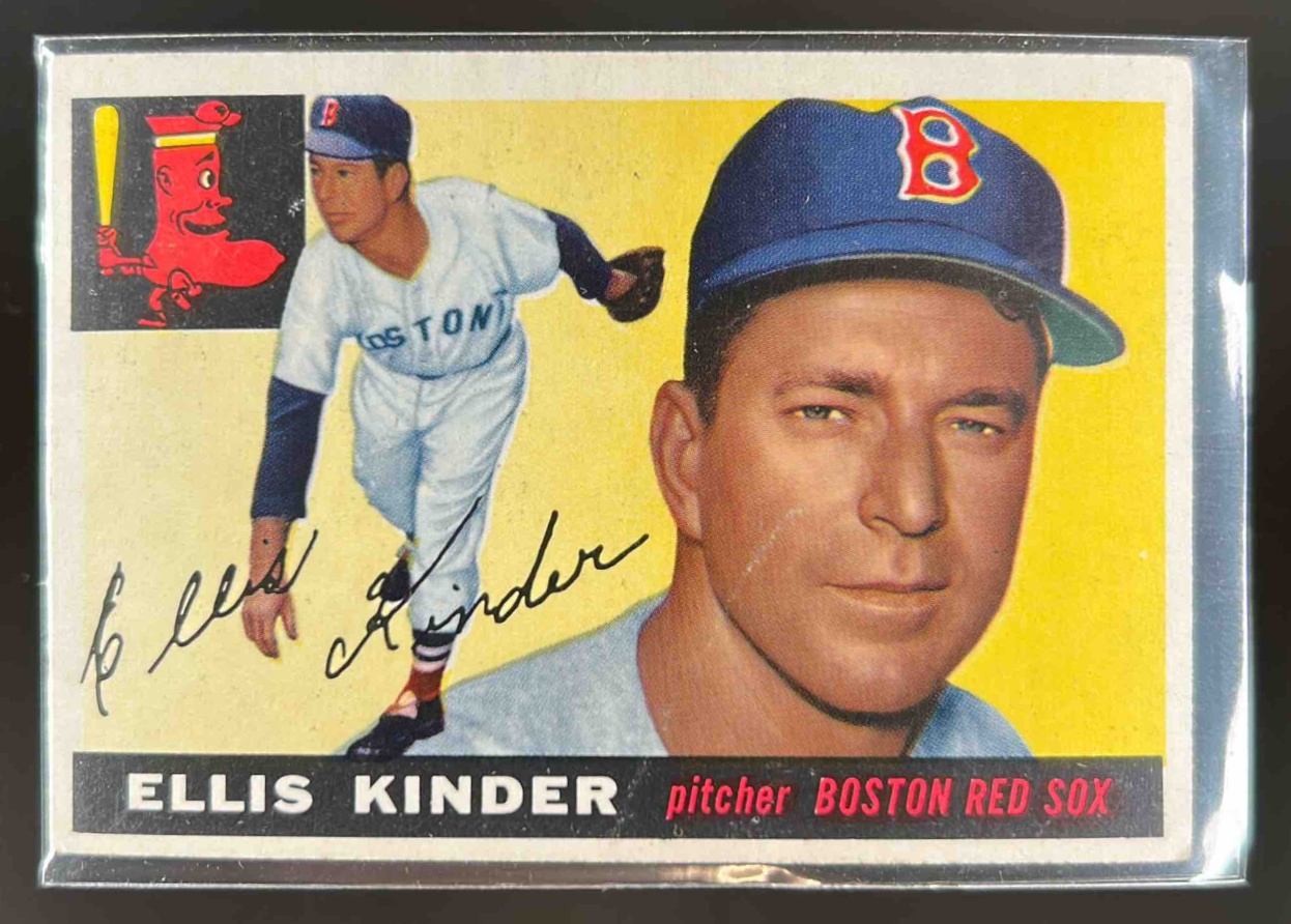 Card image for 1955 TOPPS BASEBALL ELLIS KINDER #115 BOSTON RED SOX
