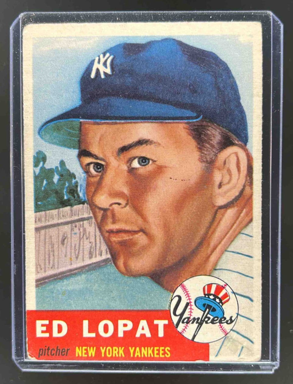 Card image for 1953 TOPPS BASEBALL ED LOPAT #87B NEW YORK YANKEES