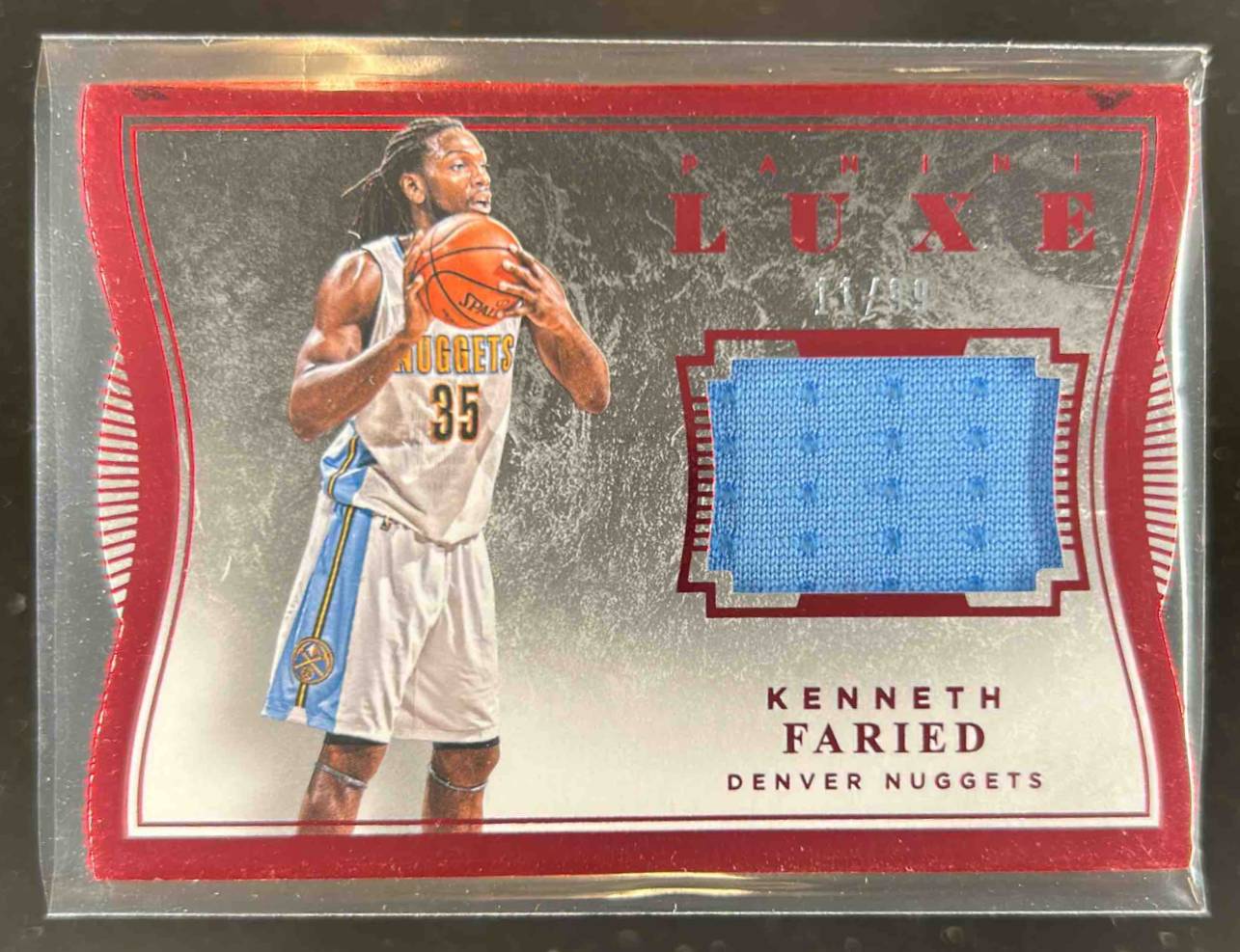 Card image for 2015-16 Panini Luxe Kenneth Faried Memorabilia Die Cuts Red /99 #45