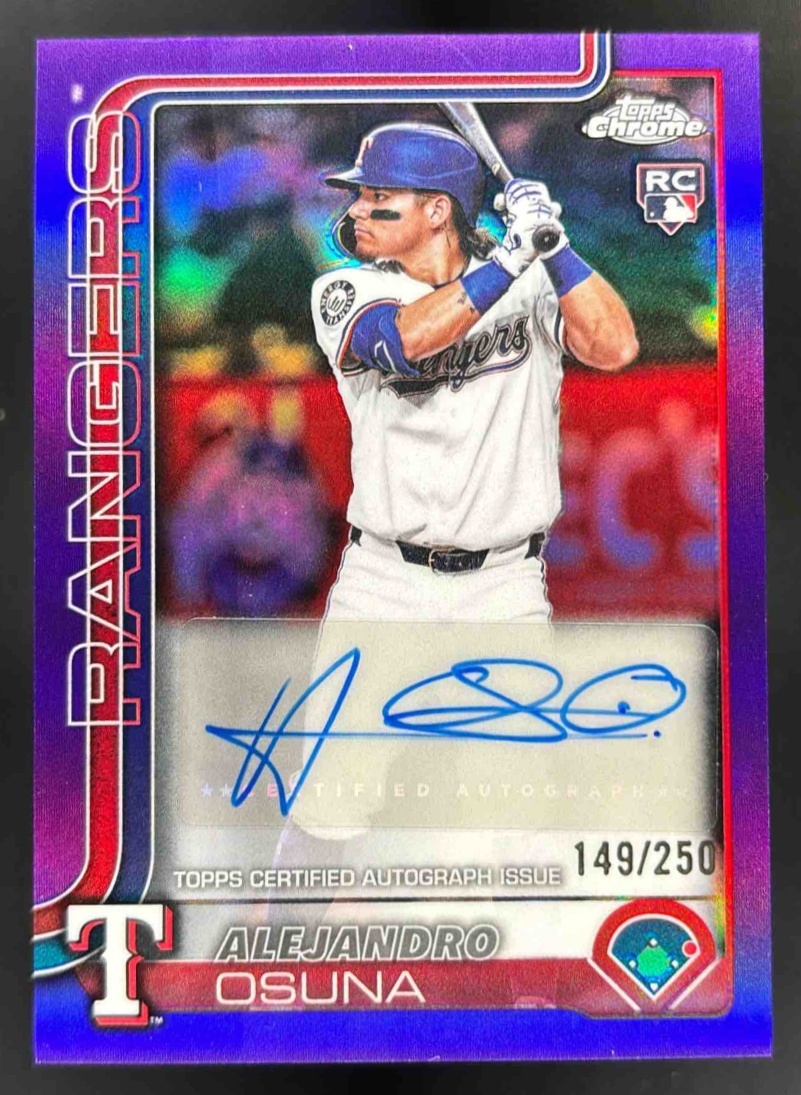 Card image for 2025 Topps Chrome Update Alejandro Osuna Auto Purple Refractor /250 RC