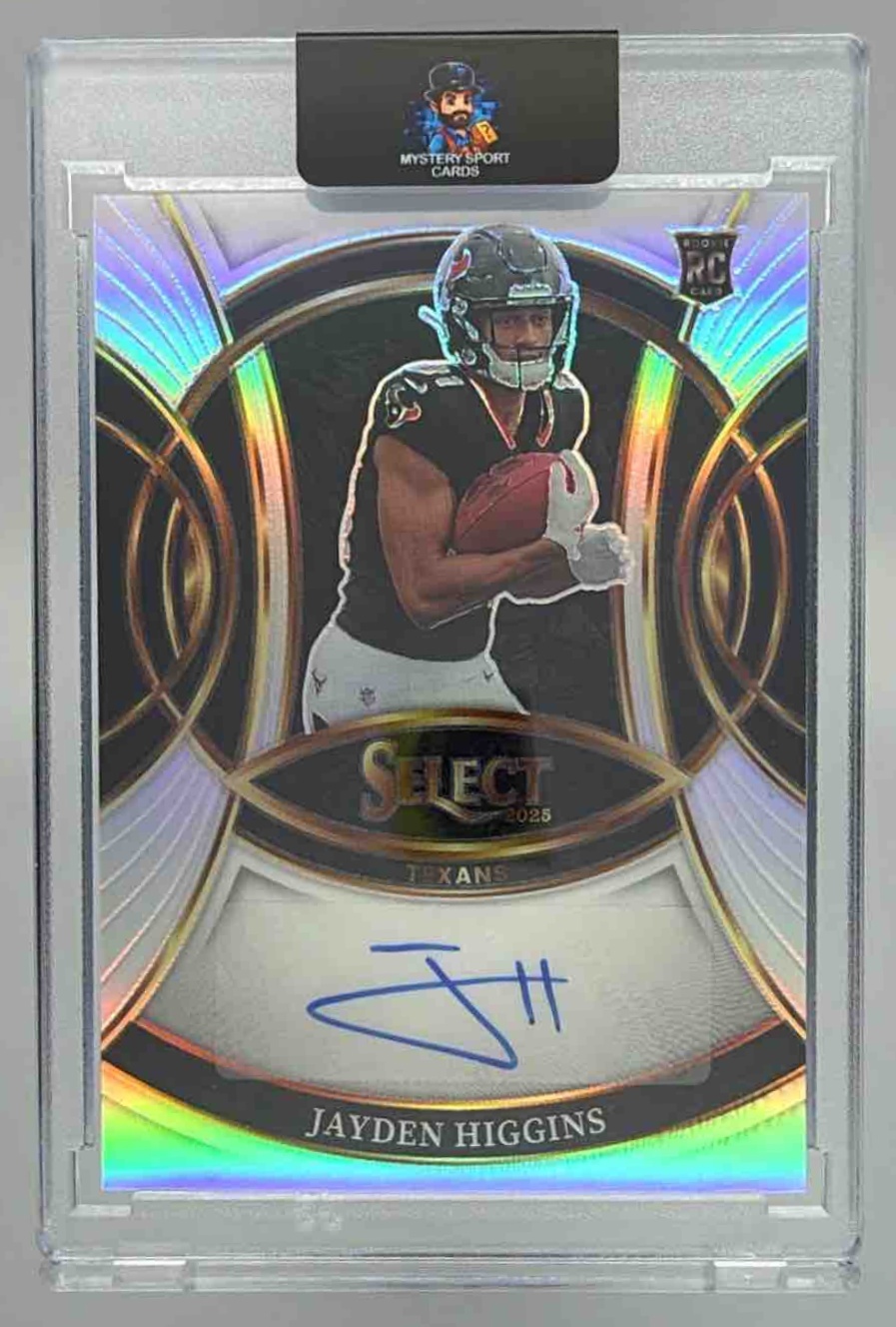 Card image for 2025 Panini Select Jayden Higgins Rookie Signatures #RSI-JHS RC Auto Texans