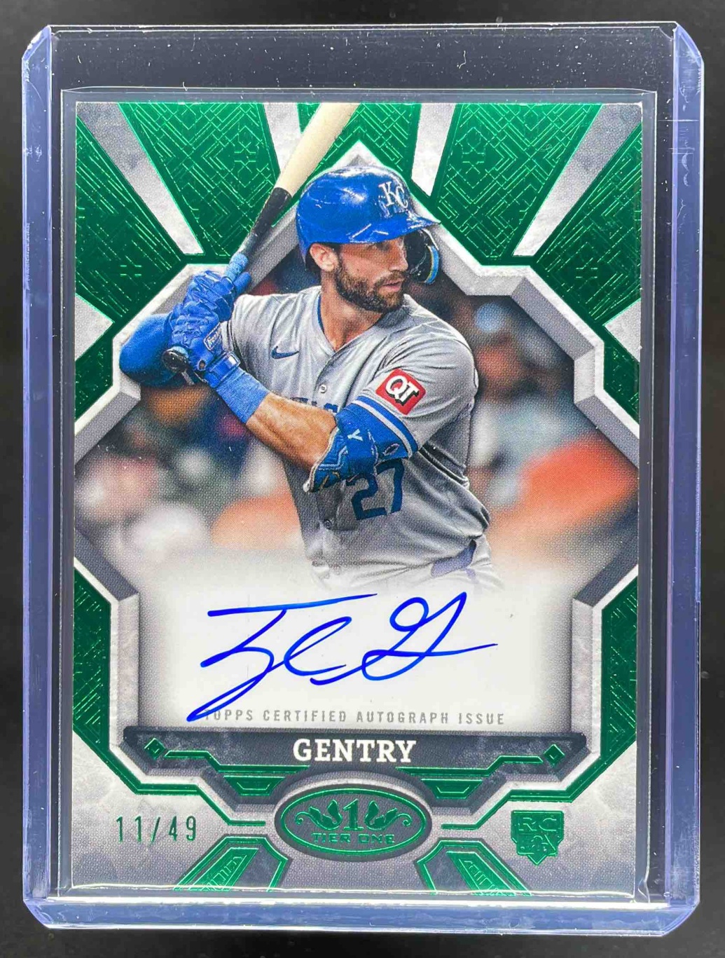 Card image for 2025 Topps Tier One Tyler Gentry Break Out Auto Green Foil /50 #BOA-TG RC