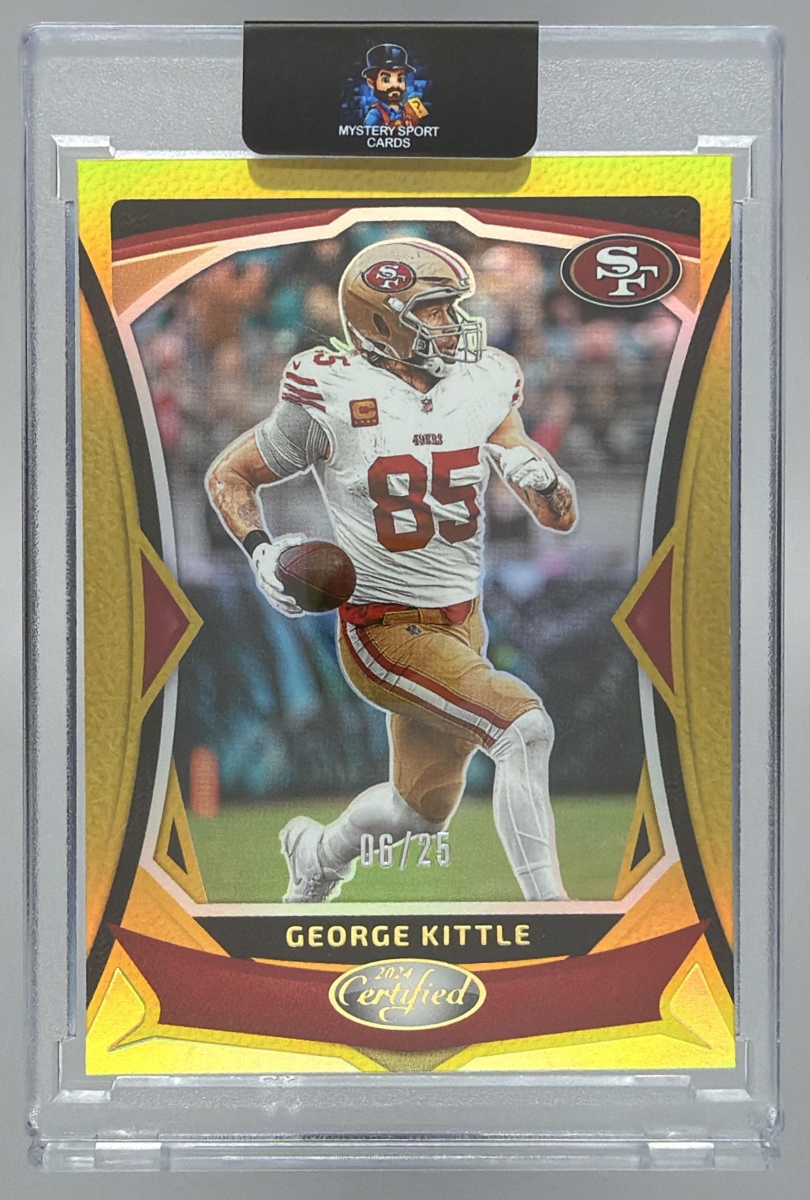 Card image for 2024 Panini Certified George Kittle Gold Mirror /25 #48 49ers
