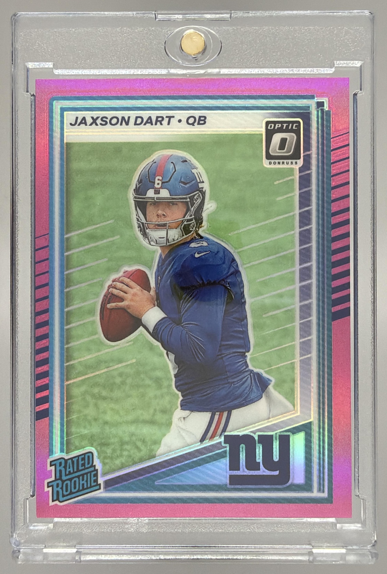 Card image for 2025 Panini Donruss Jaxson Dart Optic Rated Rookie Preview Pink #400 RC Giants