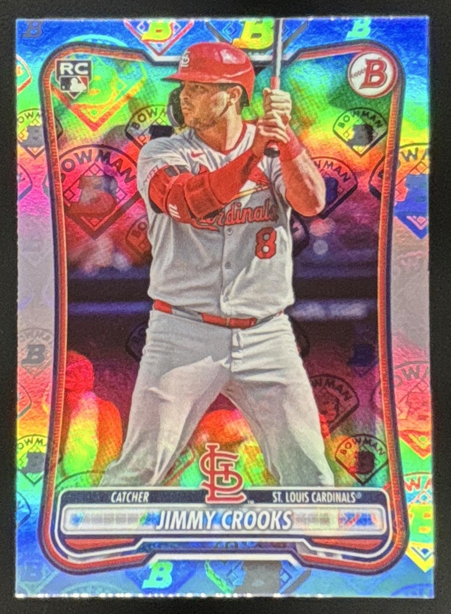 Card image for Jimmy Crooks 2026 Bowman Logo Pattern St. Louis Cardinals