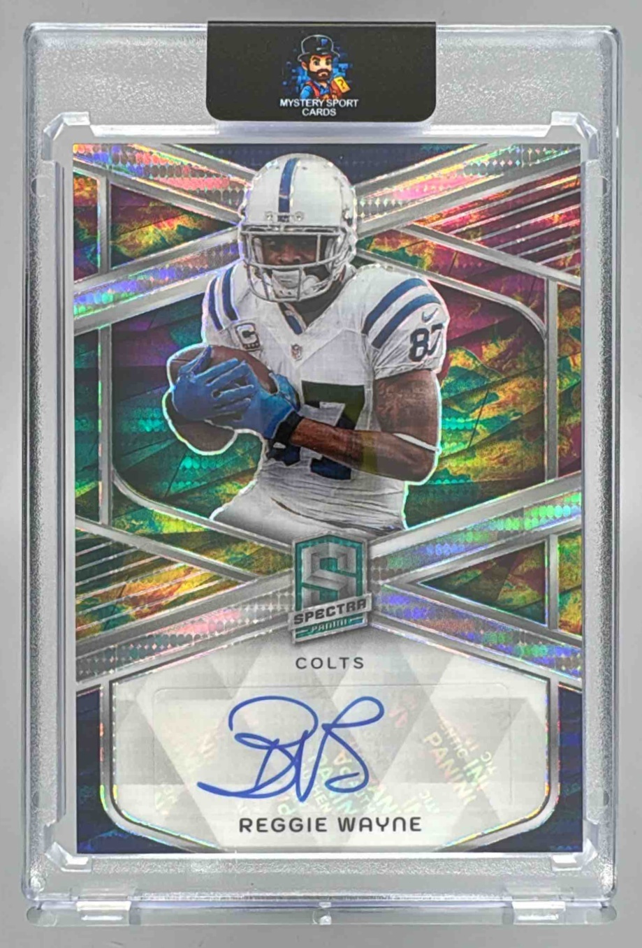 Card image for 2024 Panini Spectra Reggie Wayne Signatures Celestial /75 #SIG-RWE Auto Colts
