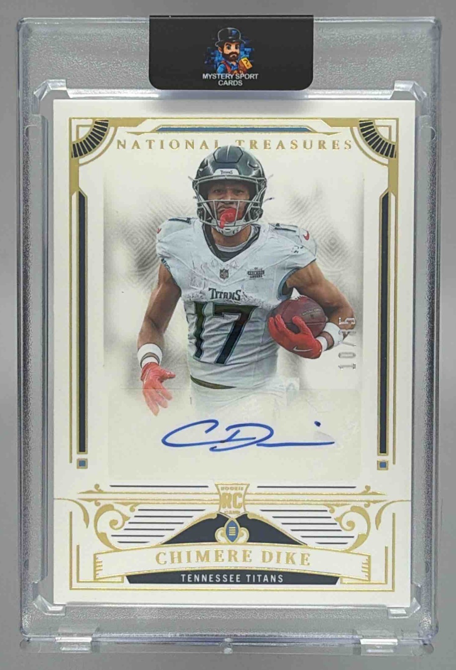 Card image for 2025 Panini National Treasures Chimere Dike Rookie Signature Purple /49 #113 RC Auto Titans