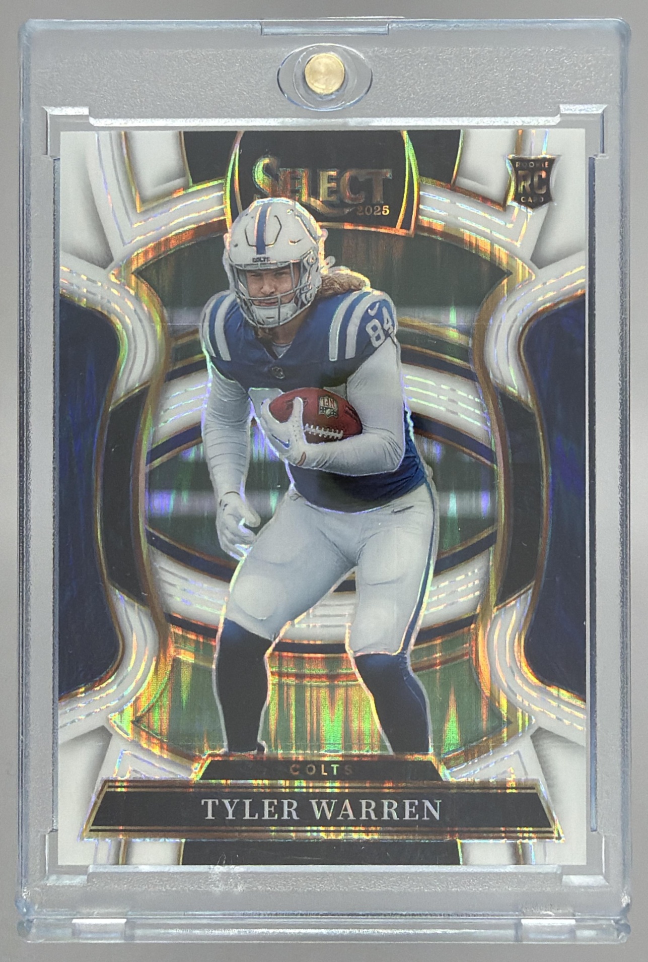 Card image for 2025 Panini Select Tyler Warren Concourse White Prizm Shock /799 #33 RC Colts