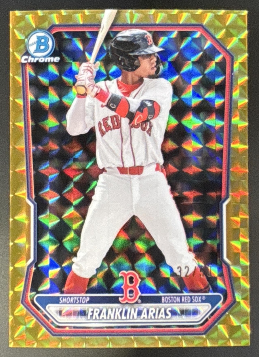Card image for 2026 Bowman Franklin Arias Chrome Prospects Gold Geometric Refractor /50