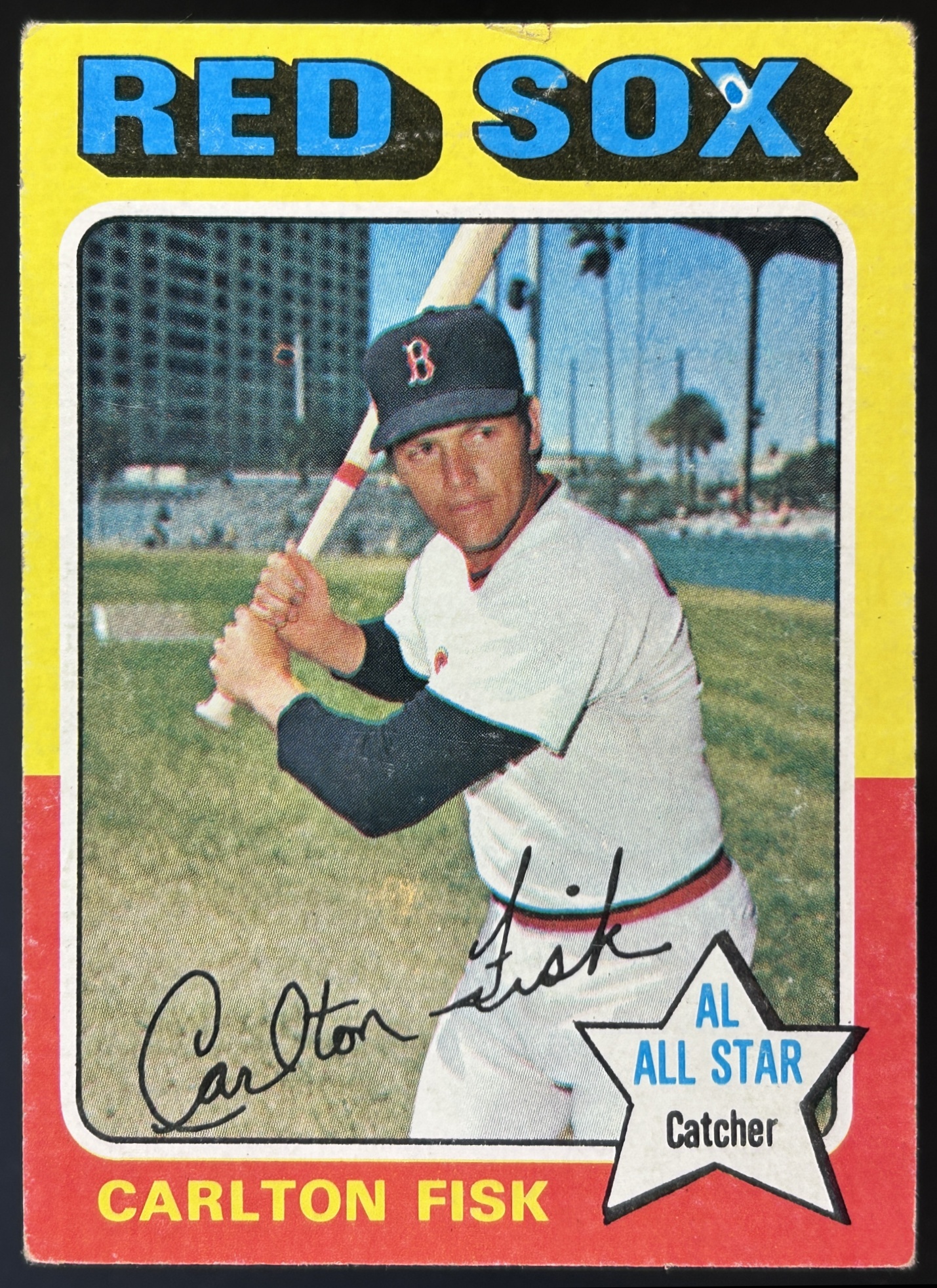 Card image for 1975 TOPPS CARLTON FISK #80 ALL-STAR BOSTON RED SOX