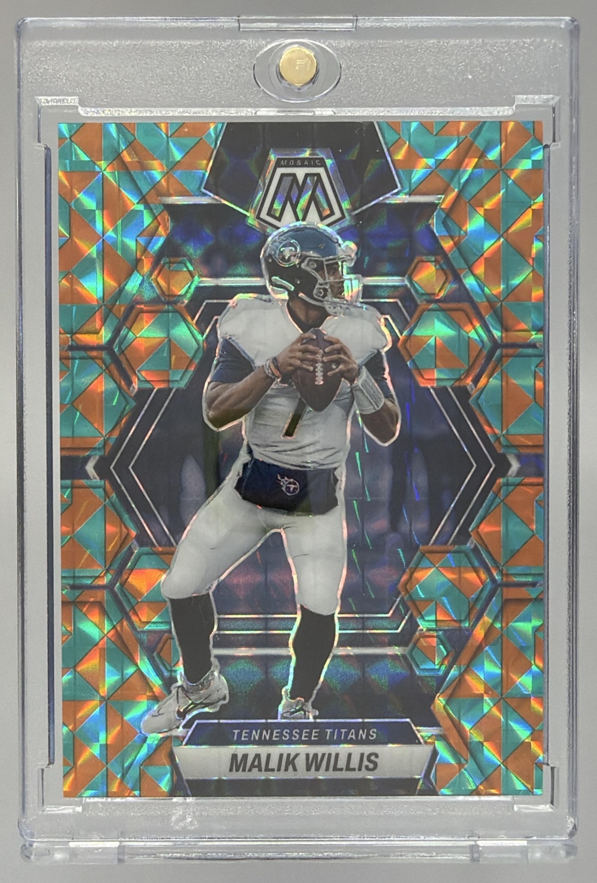 Card image for 2023 Panini Mosaic Malik Willis Tessellation Mosaic Prizm /15 #235 Titans
