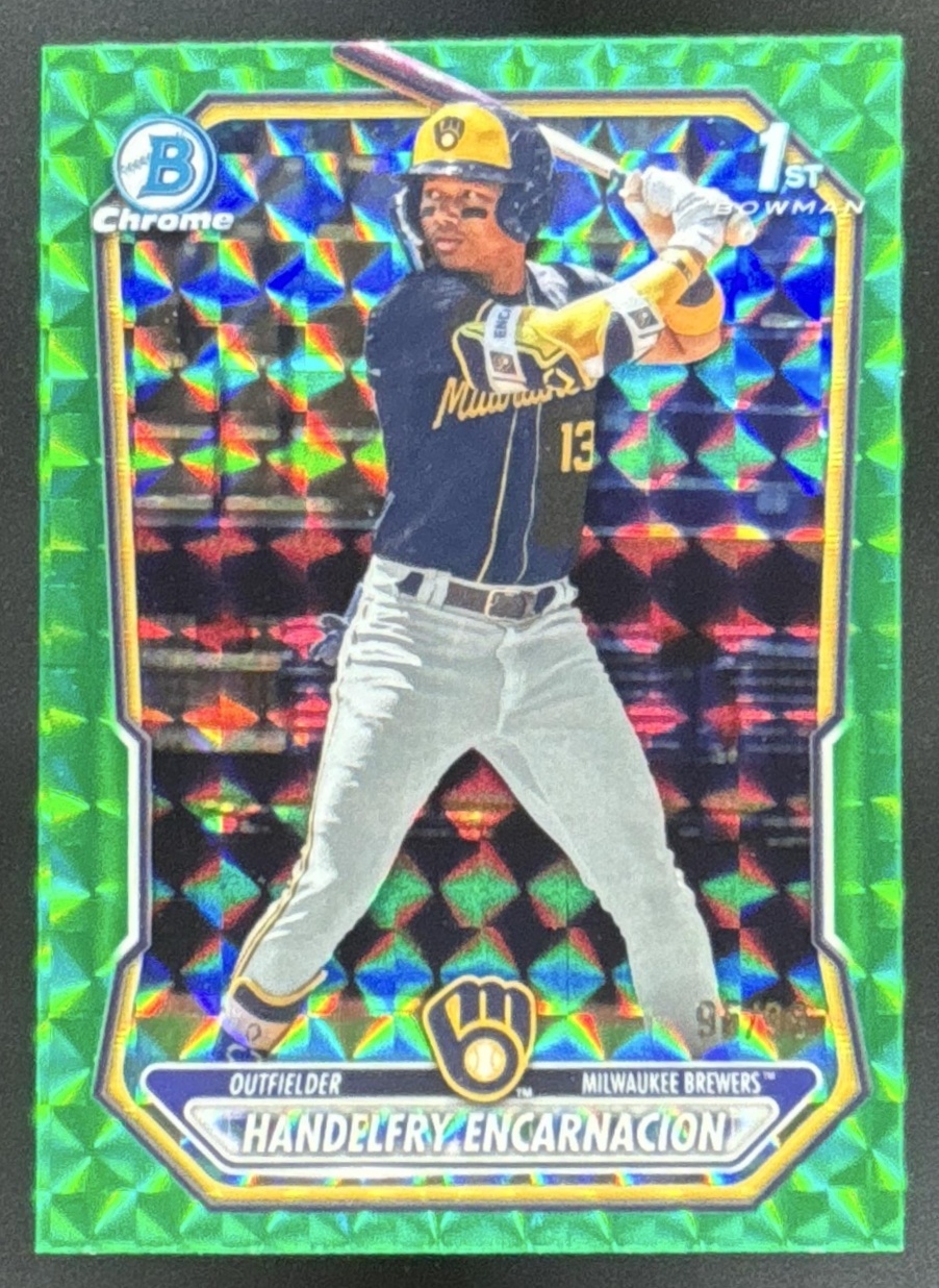 Card image for 2026 Bowman Handelfry Encarnacion Chrome Green Geometric Refractor /99 1st