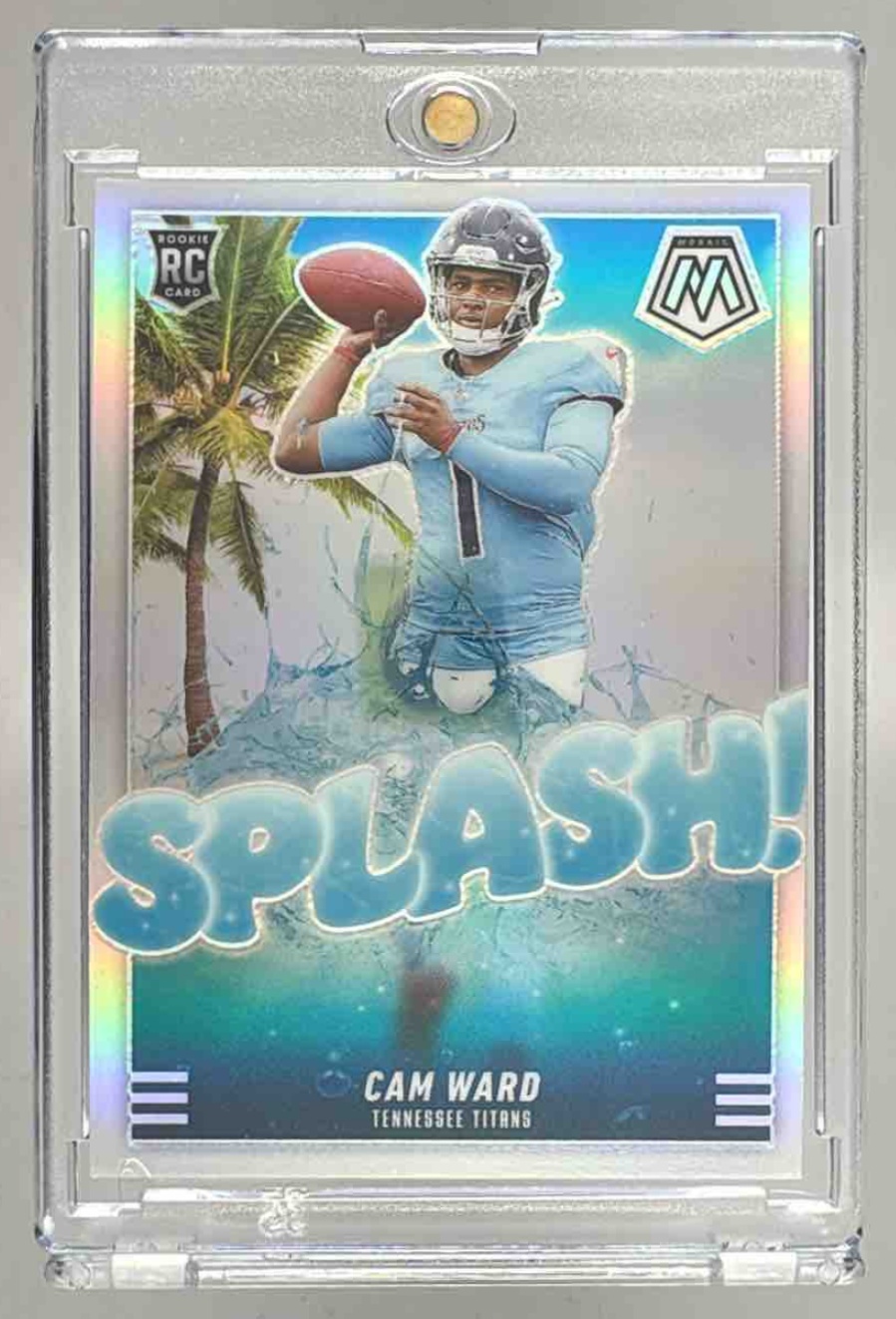 Card image for 2025 Panini Football Mosaic Cam Ward Splash #13 RC Tennessee Titans