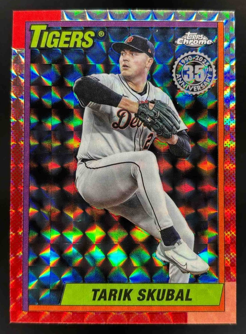Card image for 2025 Topps Chrome Update Tarik Skubal 1990 Geometric Refractor #90CU-10 Tigers