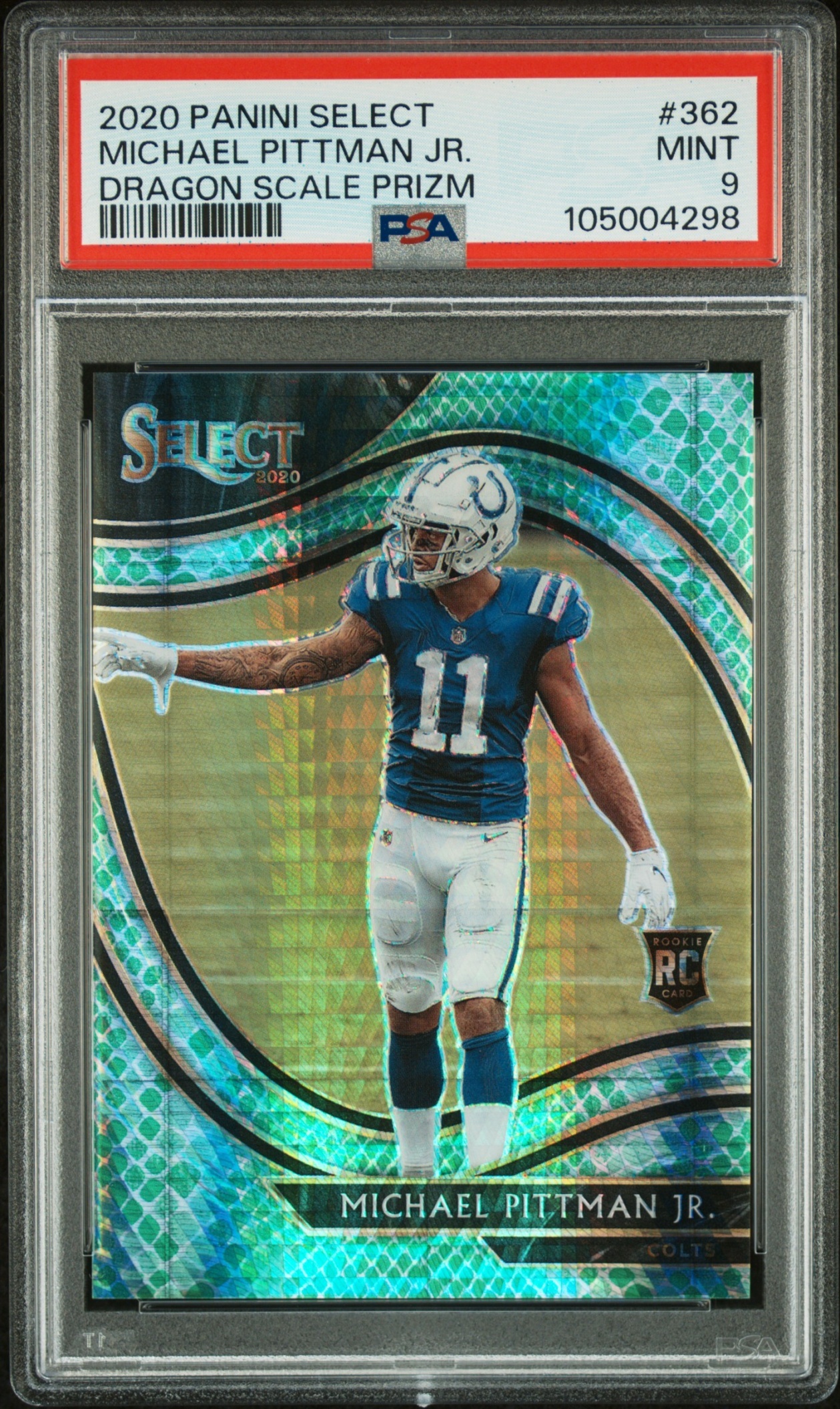 Card image for 2020 Panini Select Michael Pittman Jr. Dragon Scale Prizm /67 #362 Field Level RC Colts