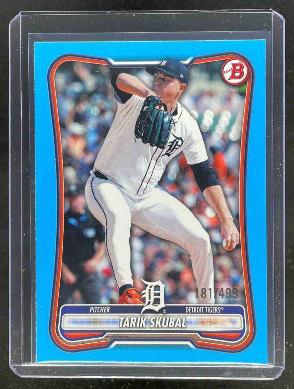 Card image for Tarik Skubal 2026 Bowman Sky Blue Border /499 #76 Detroit Tigers