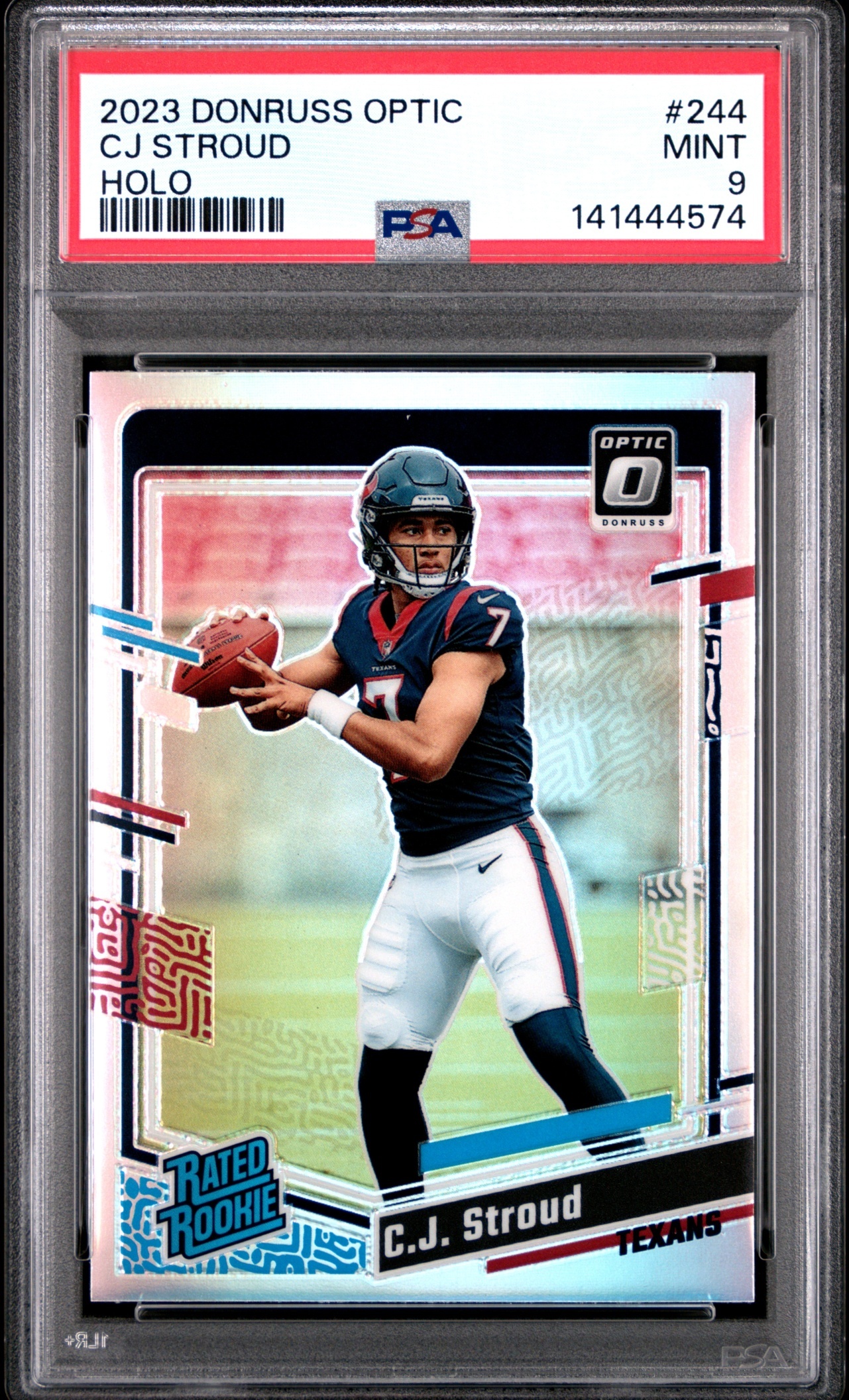 Card image for 2023 Panini Donruss Optic C.J. Stroud Holo Prizm #244 RC Rated Rookie Texans