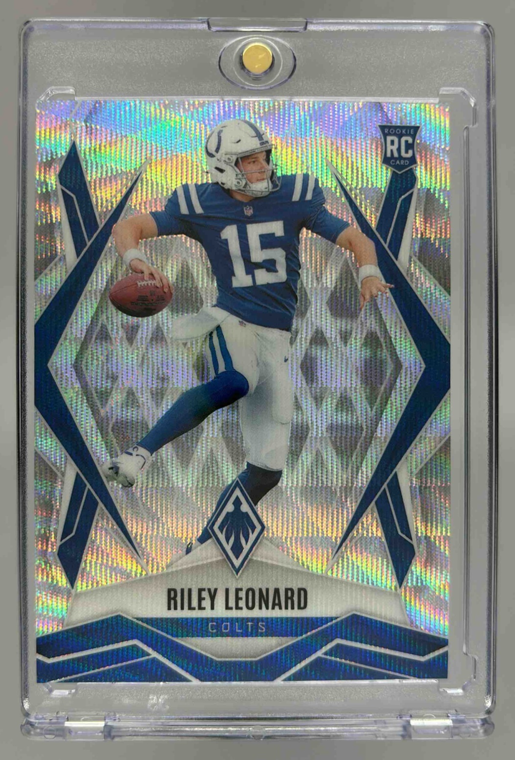 Card image for 2025 Panini Football Phoenix Riley Leonard Wave /199 #170 RC Indianapolis Colts