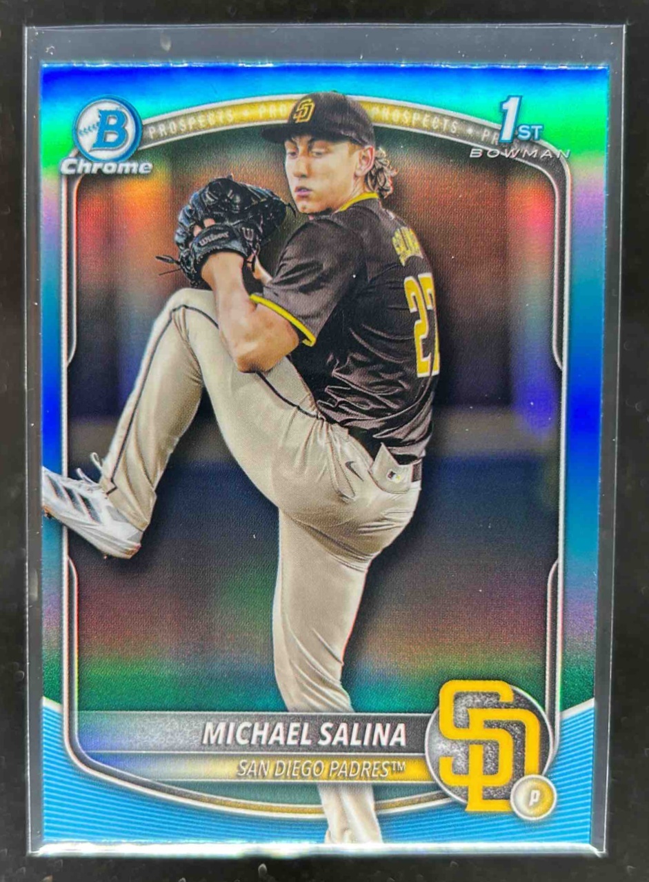 Card image for Michael Salina 2025 Bowman Draft Chrome Sky Blue Refractor