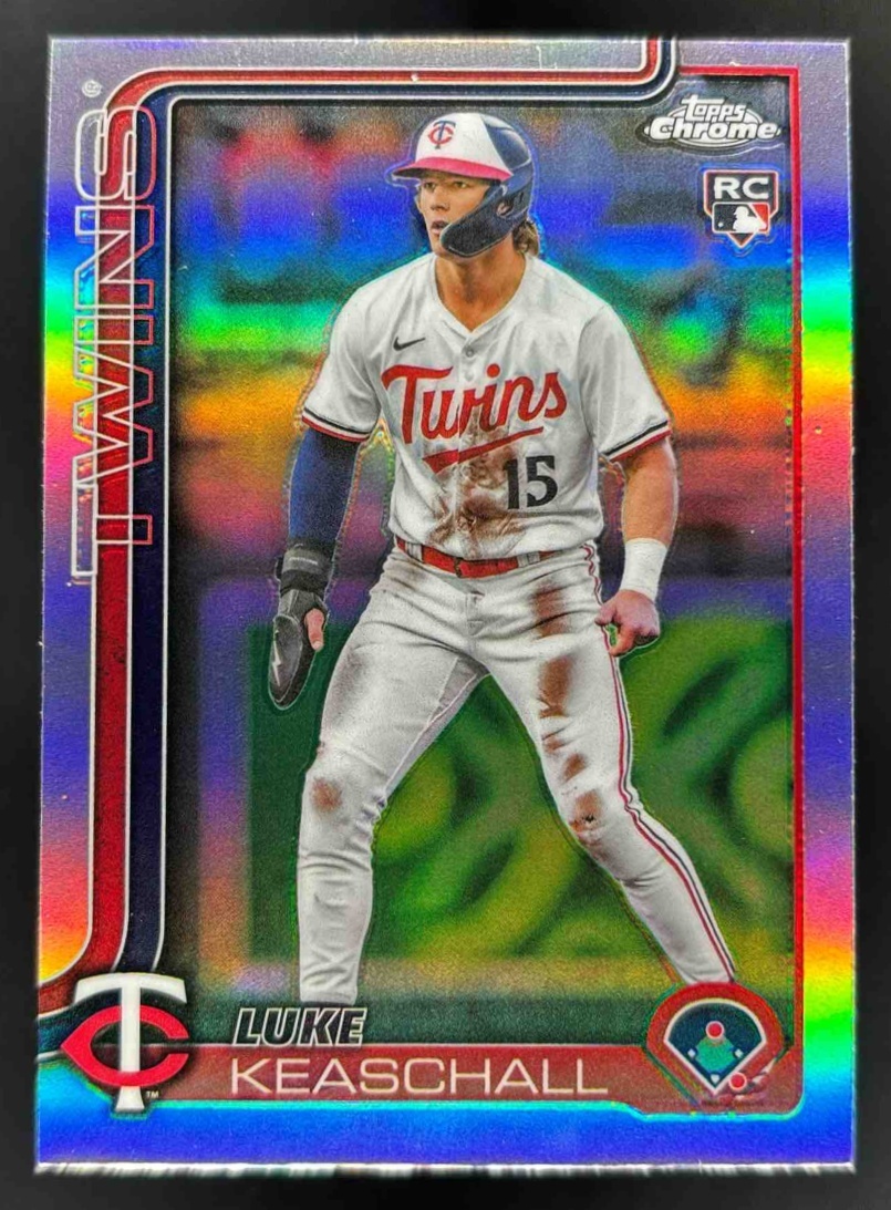 Card image for 2025 Topps Chrome Update Luke Keaschall Refractor #USC106 RC Twins