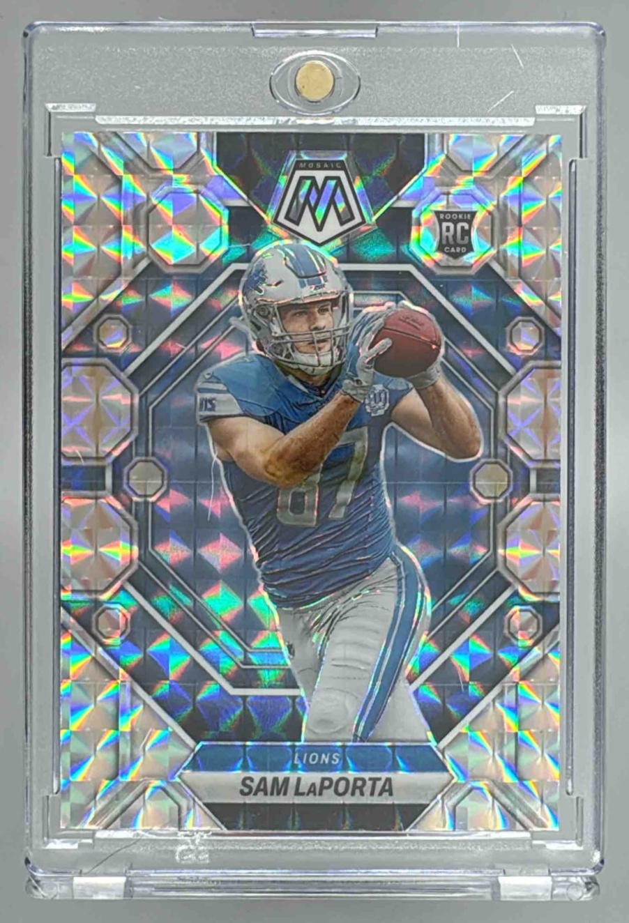 Card image for 2023 Panini Football Mosaic Sam LaPorta #360 RC Detroit Lions