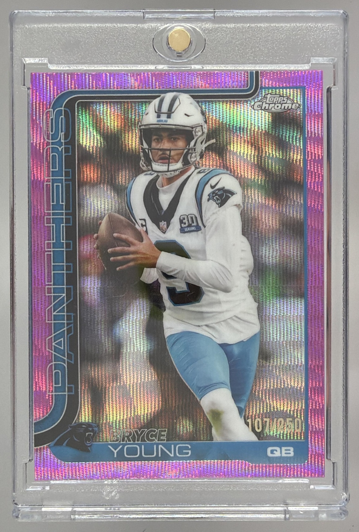 Card image for 2025 Topps Chrome Bryce Young Pink Wave Refractor /250 #40 Panthers