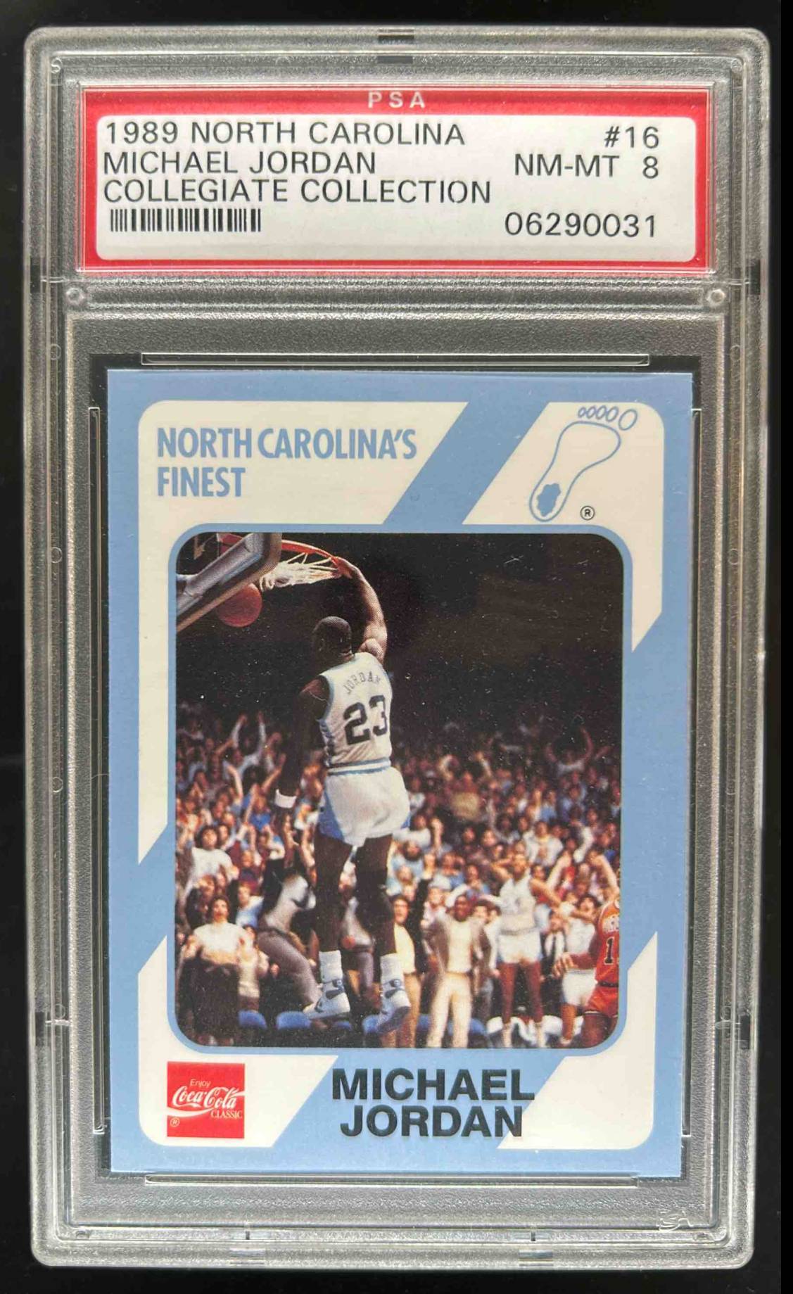 Card image for 1989 NORTH CAROLINA'S FINEST MICHAEL JORDAN #16 PSA 8