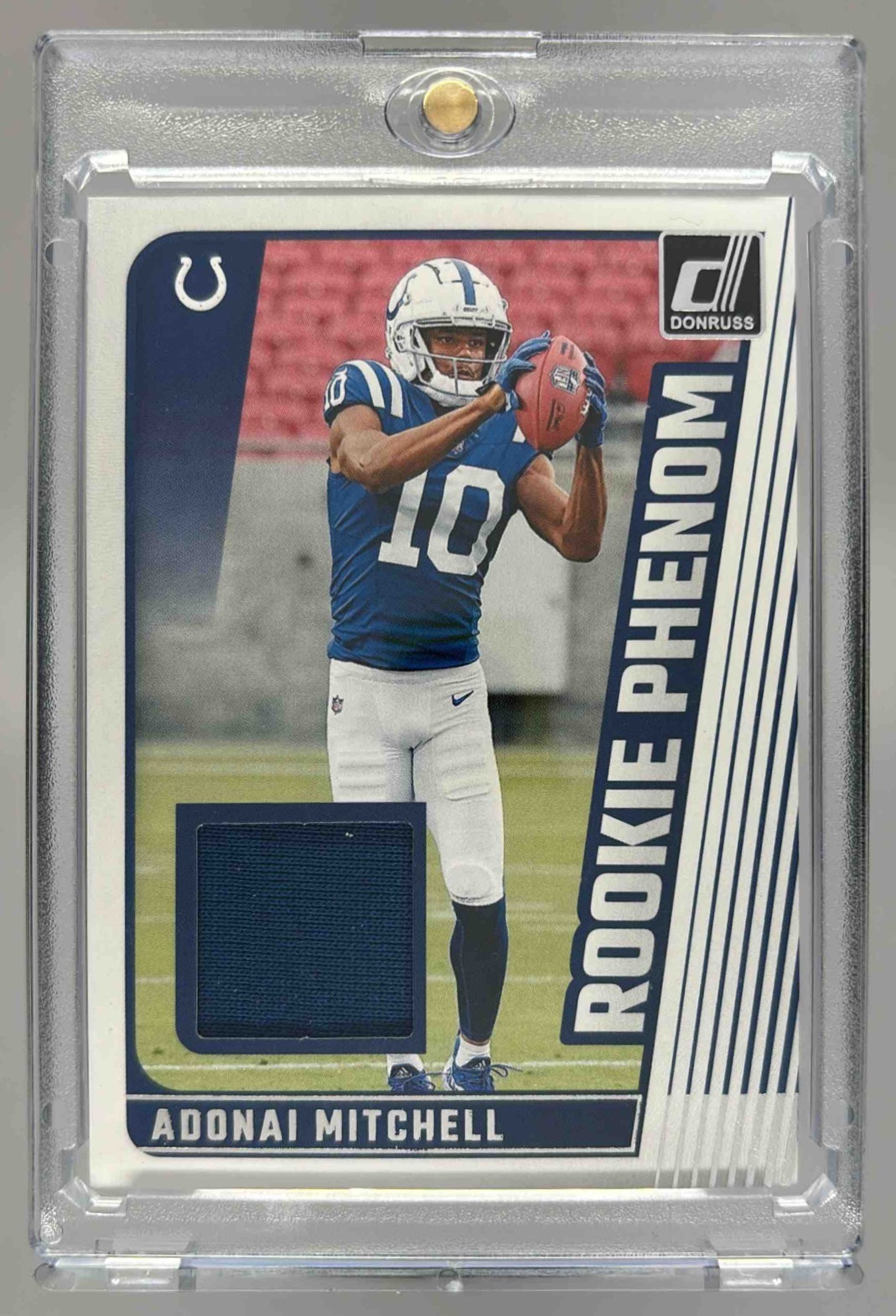 Card image for 2024 Panini Donruss Adonai Mitchell Rookie Phenom Jerseys #RPJ-AMI MEM RC Colts