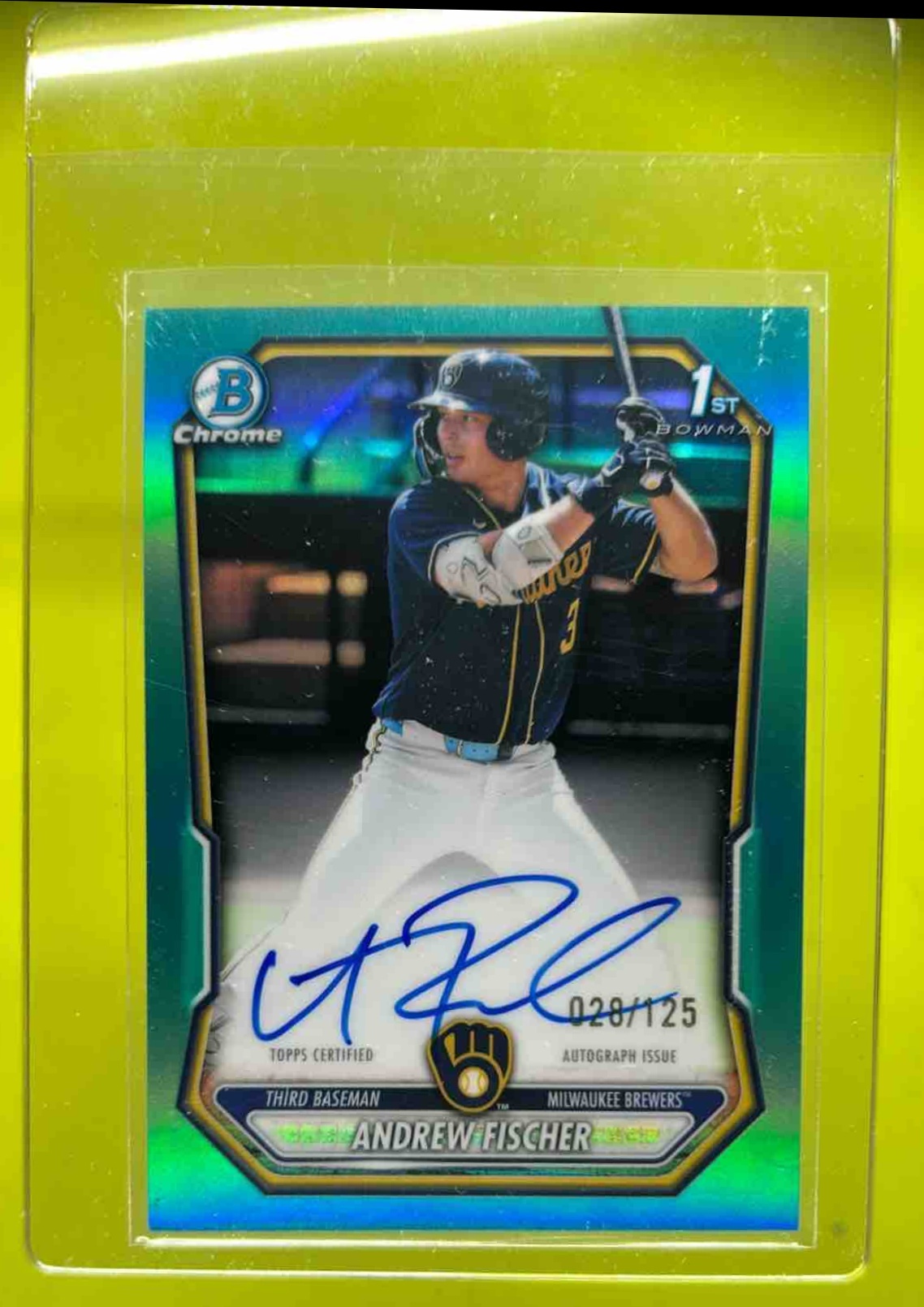 Andrew Fischer 2026 Bowman Chrome Prospect Auto Aqua Refractor /125