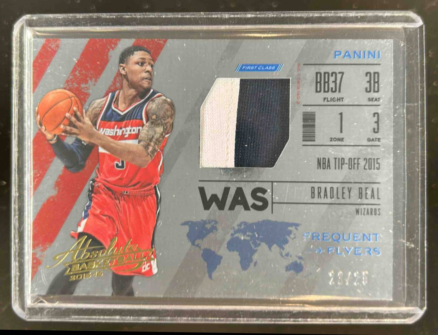 Card image for 2015-16 Panini Absolute Bradley Beal Frequent Flyer Materials Prime 23 /25 #41
