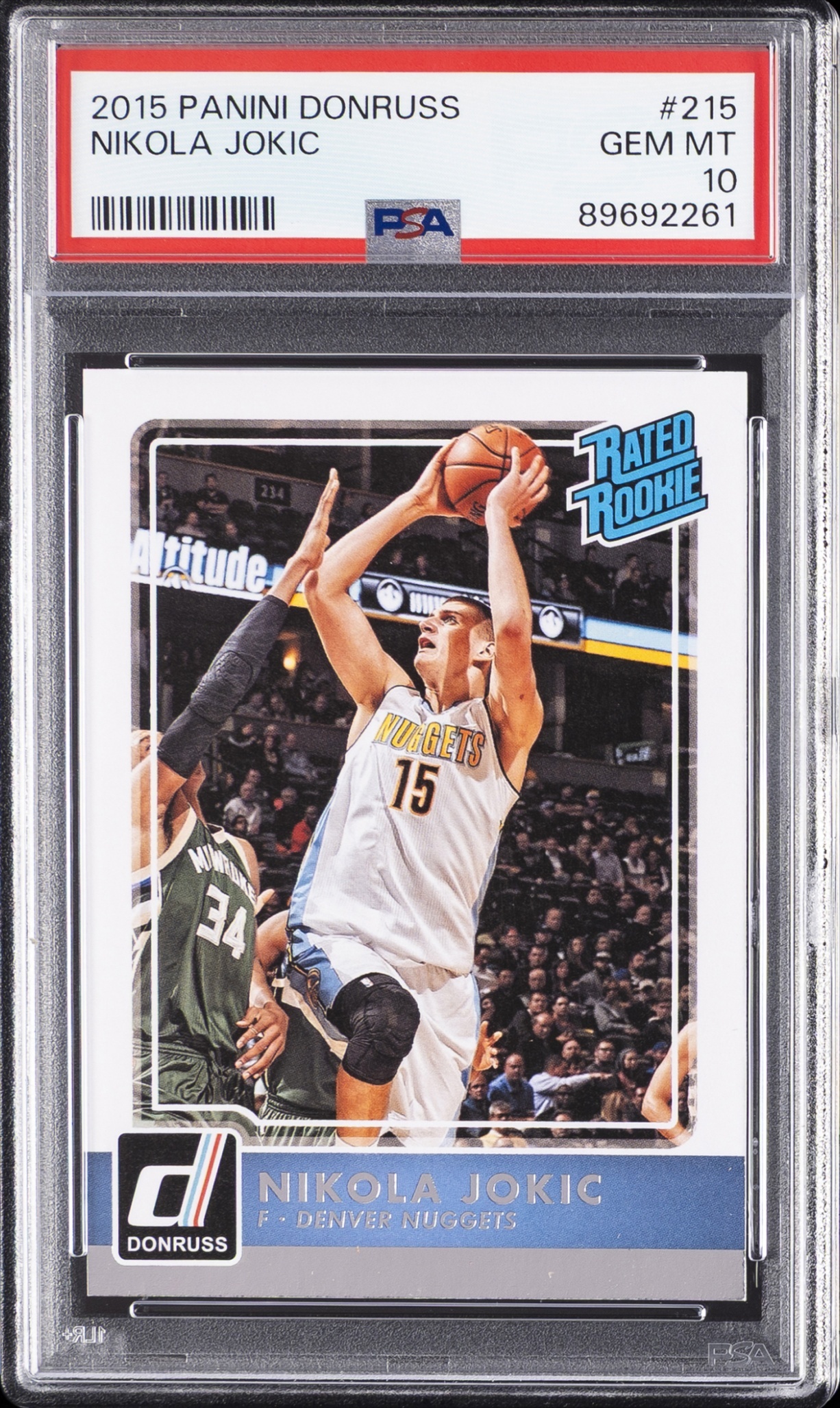 2015-16 Panini Basketball Donruss Nikola Jokic #215 RC Denver Nuggets PSA 10
