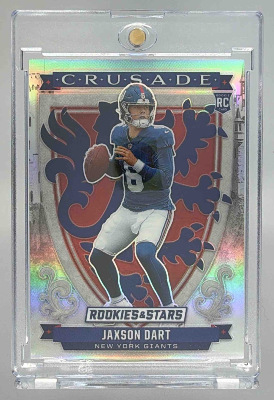 Card image for 2025 Panini Rookies & Stars Jaxson Dart Crusade Silver #11 RC Giants