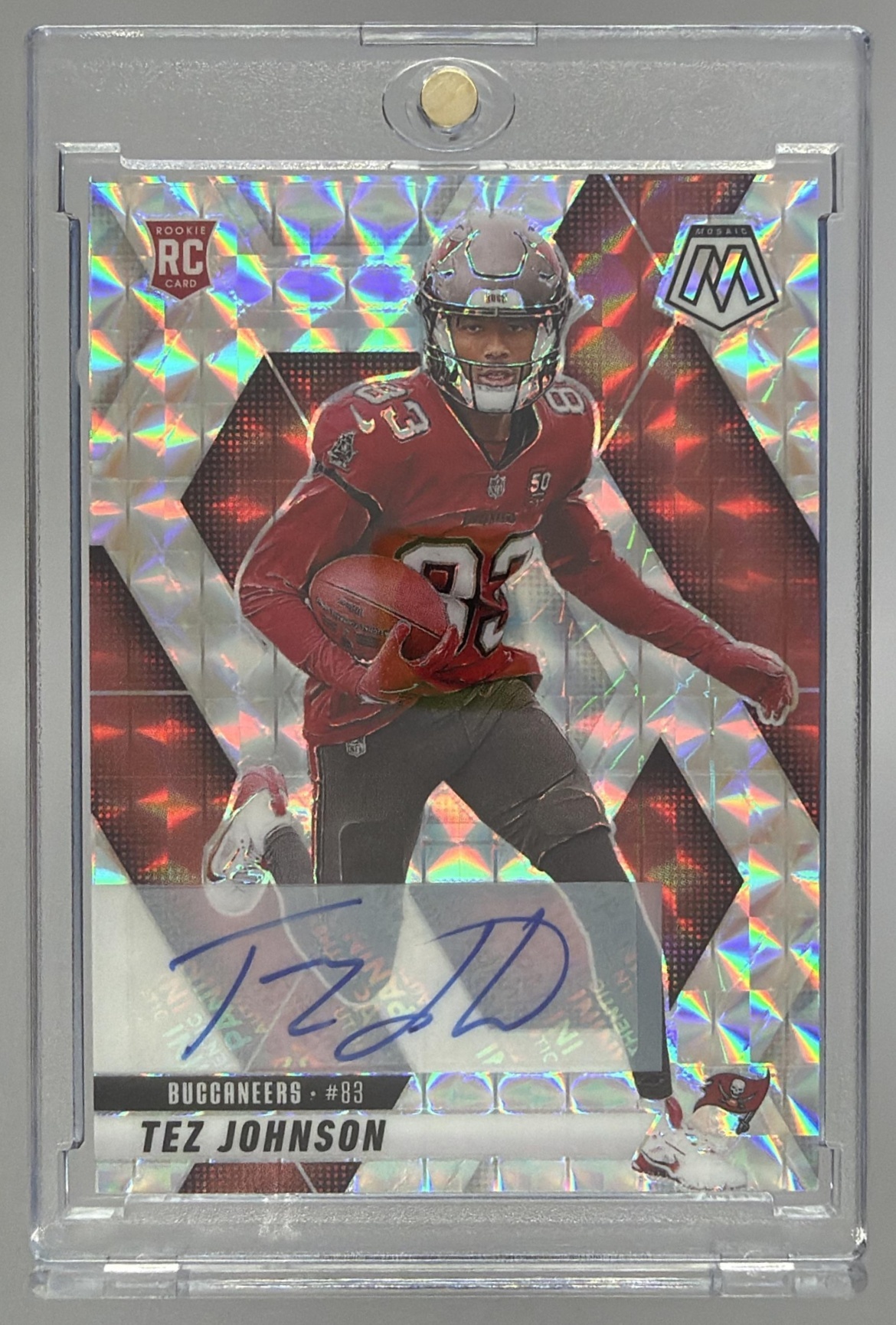Card image for 2025 Panini Football Mosaic Tez Johnson Rookie Auto #316 RC Tampa Bay Buccaneers