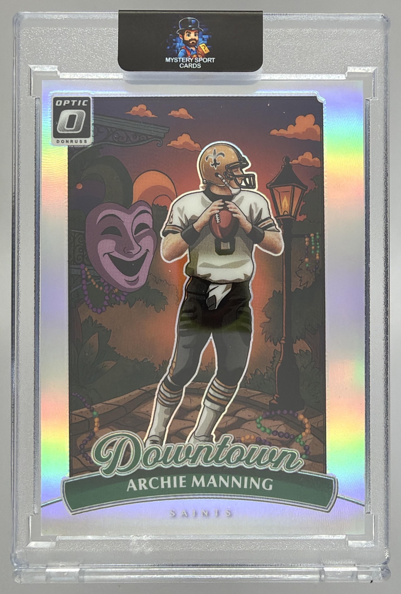 Card image for 2025 Panini Football Donruss Optic Archie Manning Downtown #5 New Orleans Saints