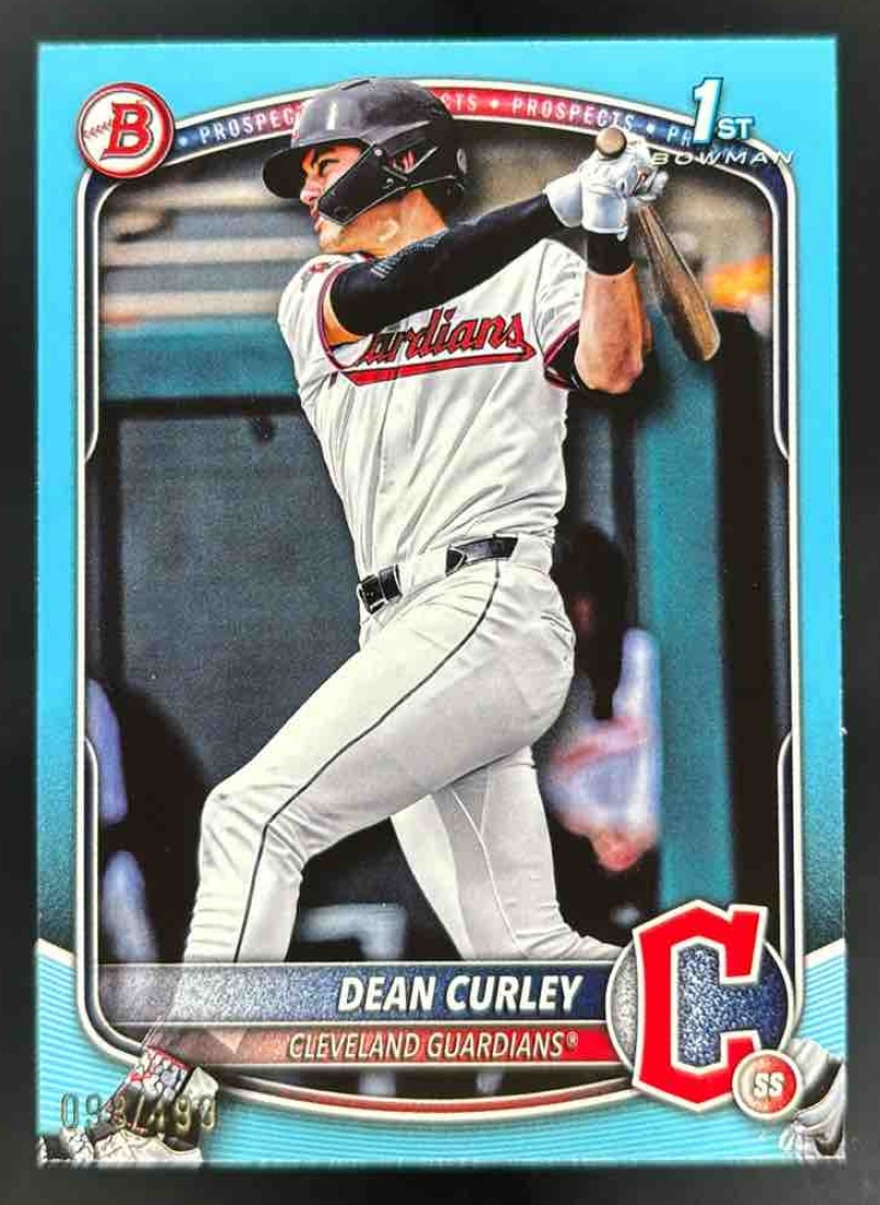 Card image for 2025 Bowman Draft Dean Curley Sky Blue Border /499 #BD-129 Guardians