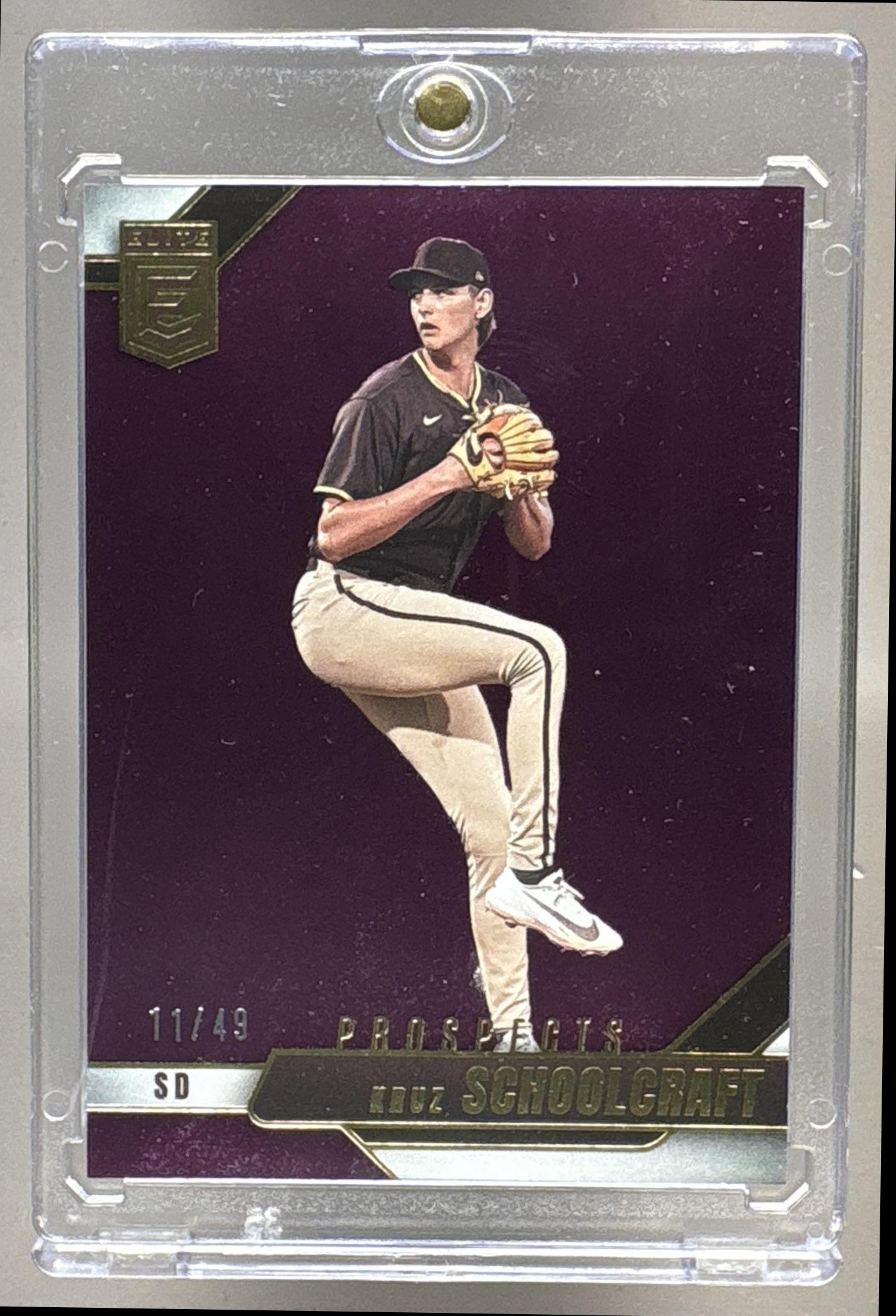 2026 PANINI DONRUSS ELITE KRUZ SCHOOLCRAFT #146 PROSPECTS PURPLE 11/49 RC PADRES