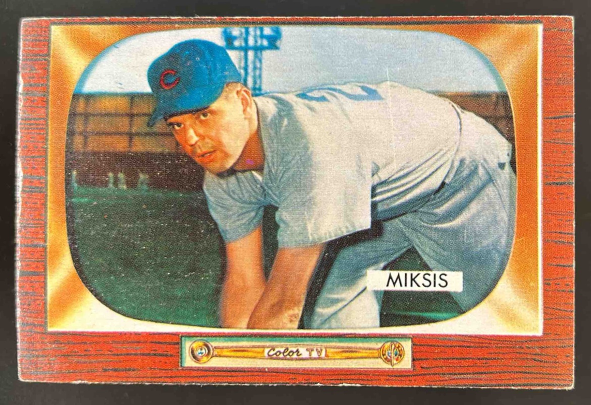 Card image for 1955 BOWMAN BASEBALL EDDIE MIKSIS #181 CHICAGO CUBS
