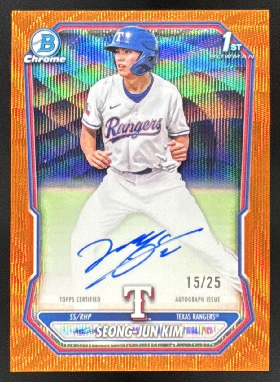 Card image for 2026 Bowman Seong-Jun Kim Chrome Auto Orange Wave Refractor /25 1st Prospect