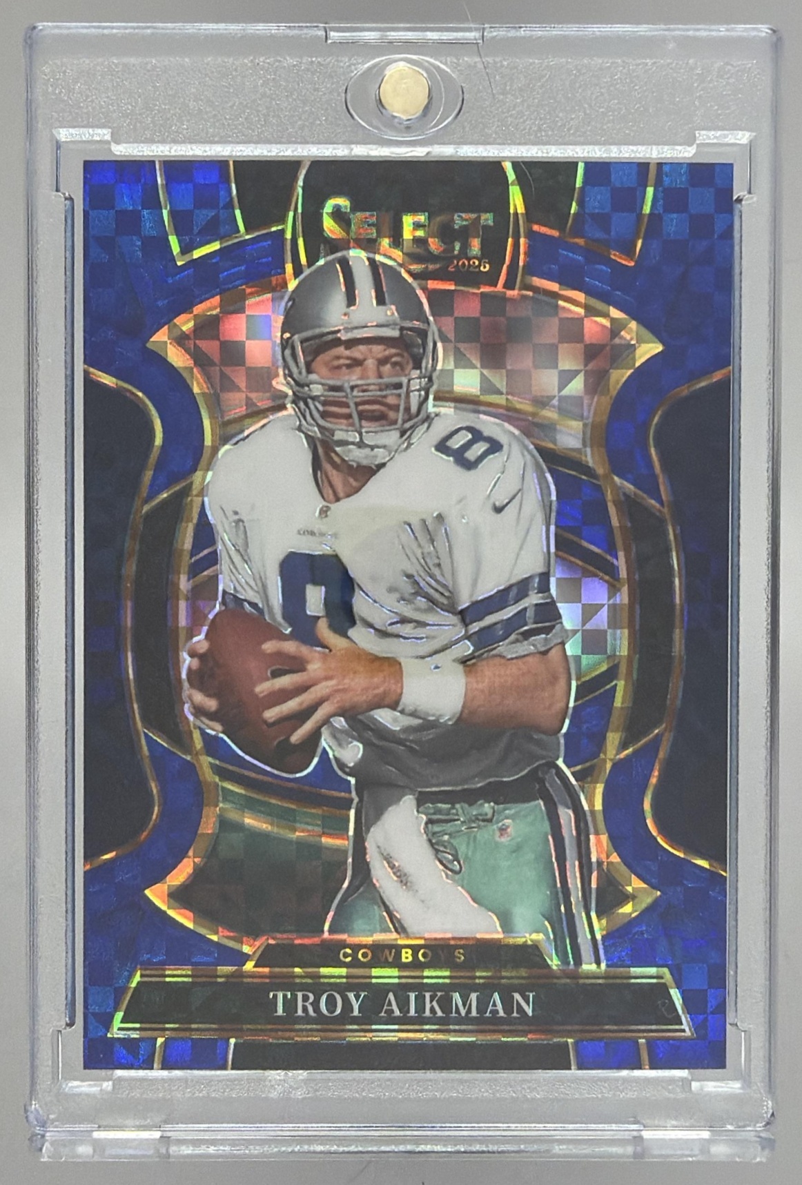 Card image for 2025 Panini Select Troy Aikman Concourse Blue Prizm /249 #100 Cowboys