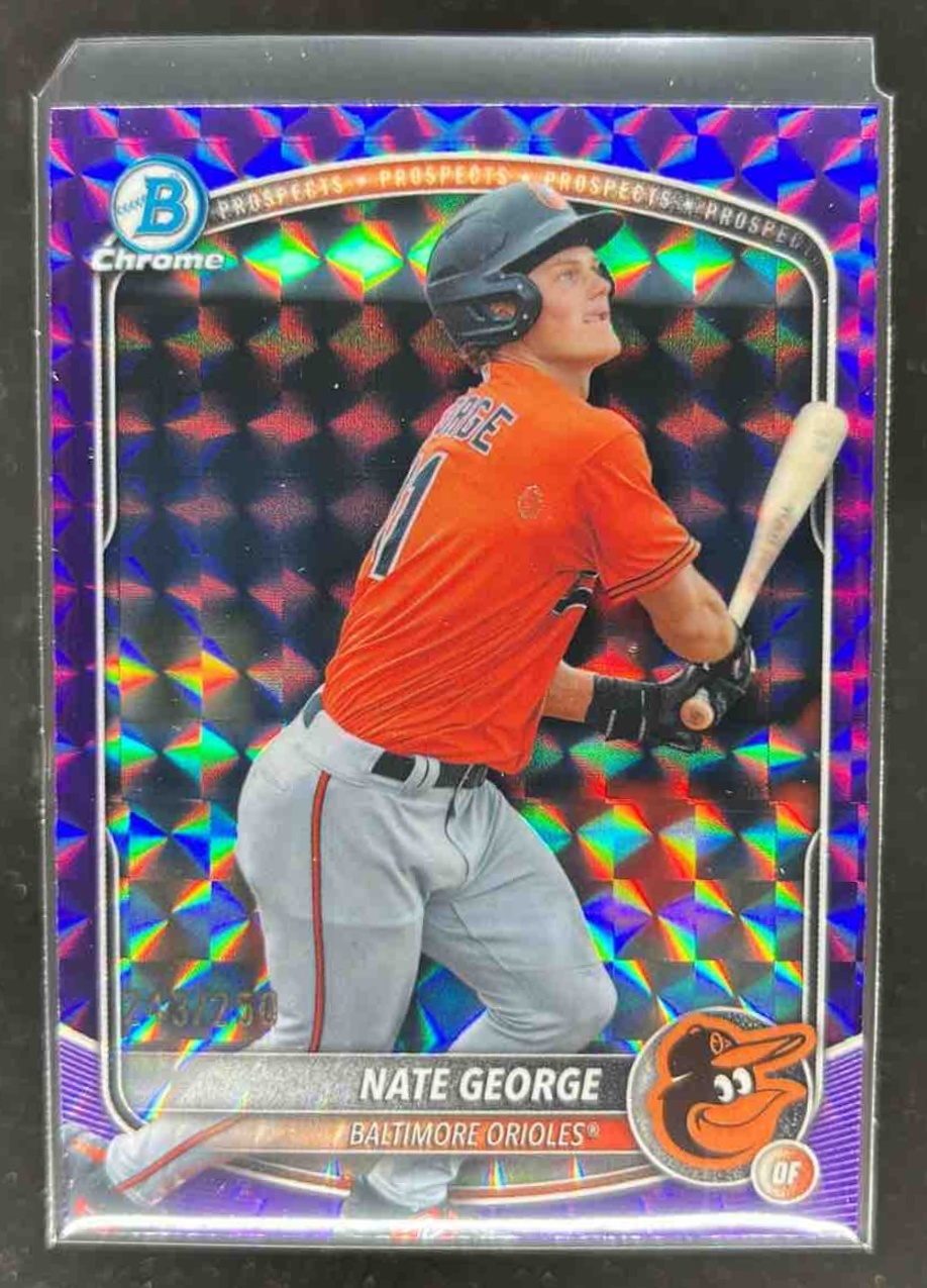 Card image for Nate George 2025 Bowman Draft Chrome Purple Geometric Refractor /250