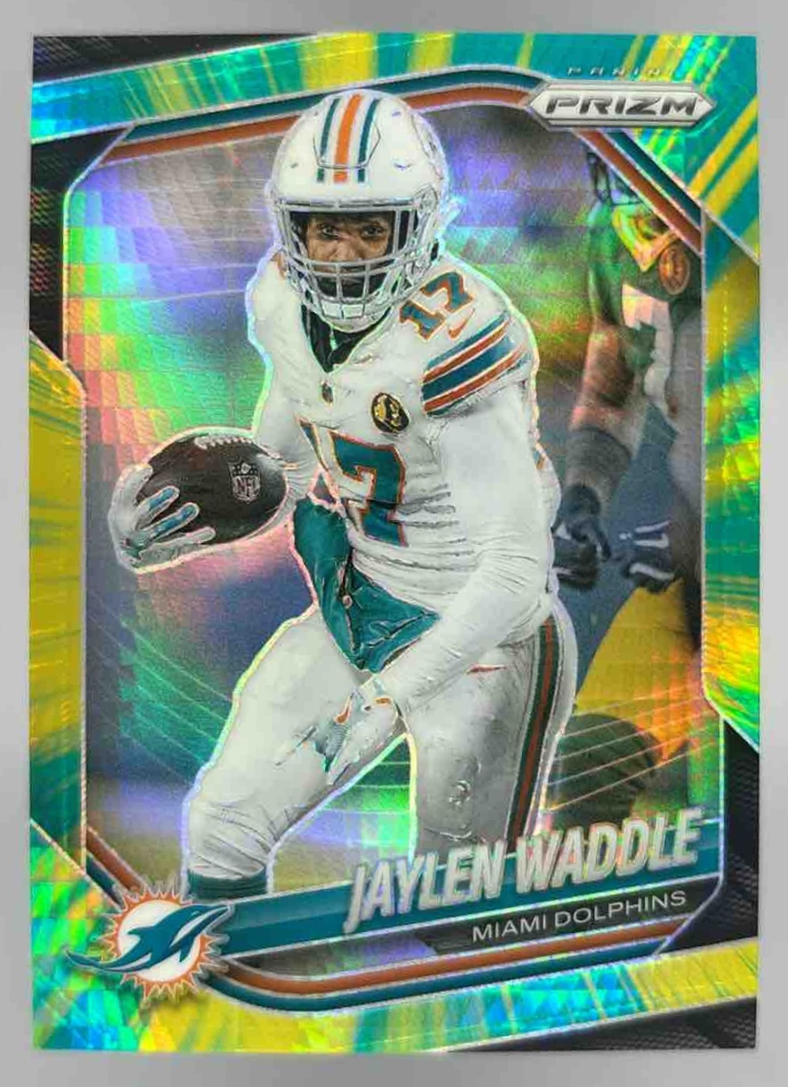 Card image for 2025 Panini Football Prizm Jaylen Waddle Hyper /200 #172 Miami Dolphins
