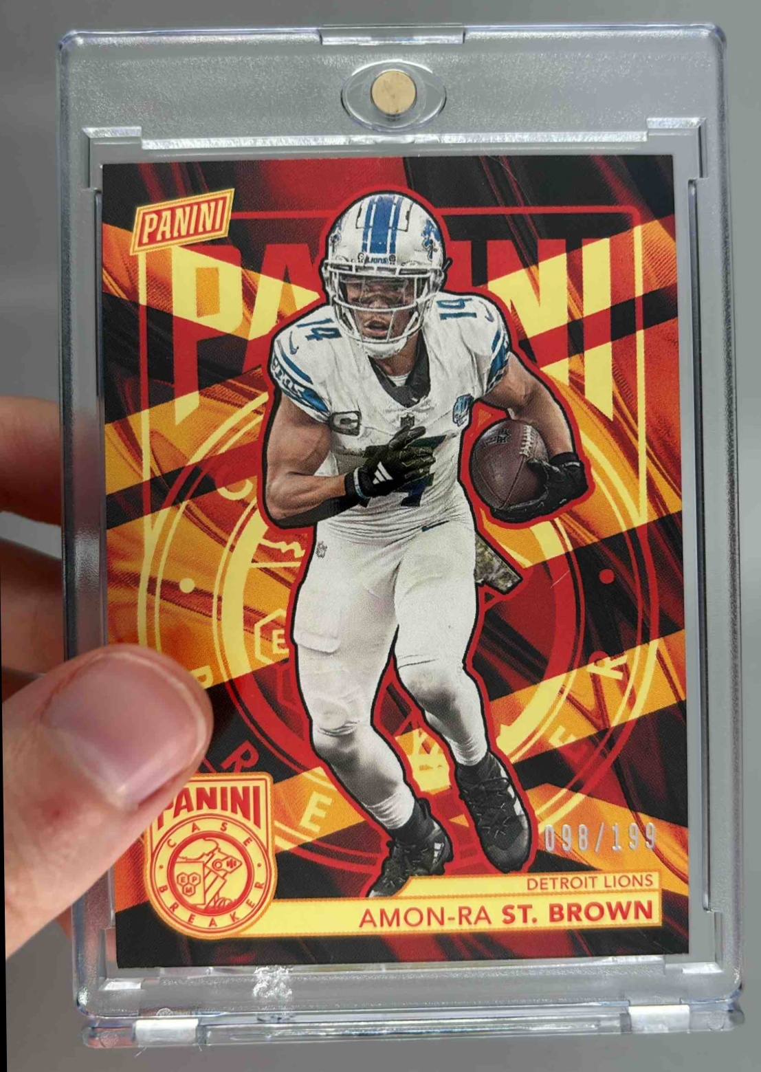 Card image for 2024 Panini National NSCC Case Breaker Amon-Ra St. Brown /199 #CB8 Lions