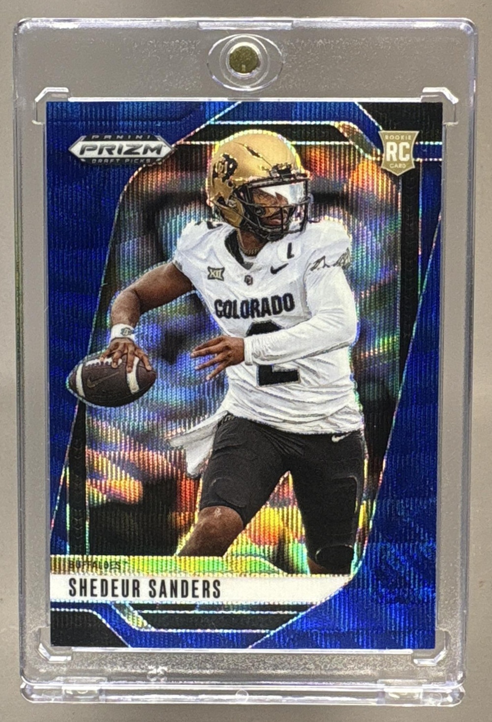 2025 PANINI PRIZM DRAFT PICKS SHEDEUR SANDERS #19 BLUE WAVE 223/299 RC BUFFALOES