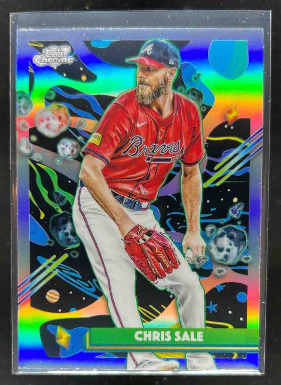 Card image for Chris Sale 2025 Topps Baseball Cosmic Chrome Refractor Atlanta Braves