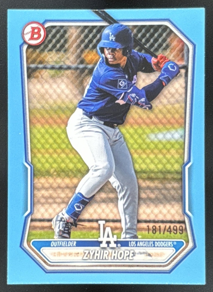Card image for Zyhir Hope 2026 Bowman Sky Blue Border /499 Prospects Los Angeles Dodgers