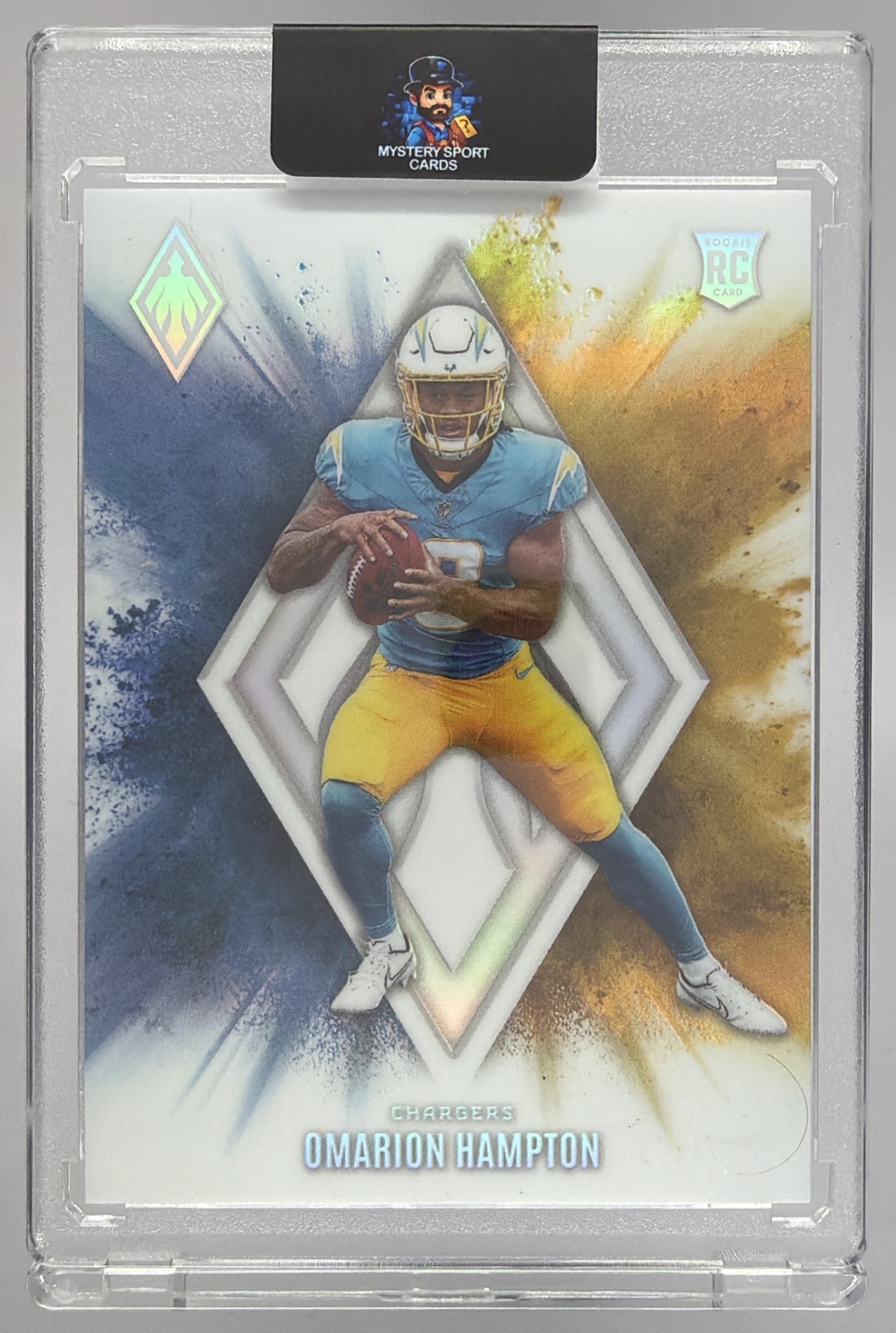 Card image for 2025 Panini Phoenix Omarion Hampton Color Blast #4 RC SSP Chargers