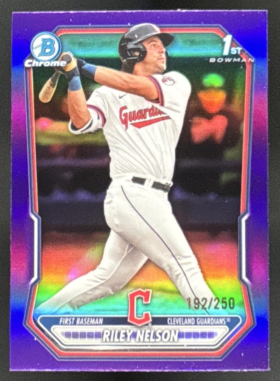Card image for 2026 Bowman Riley Nelson Chrome Purple Refractor /250 1st Prospect