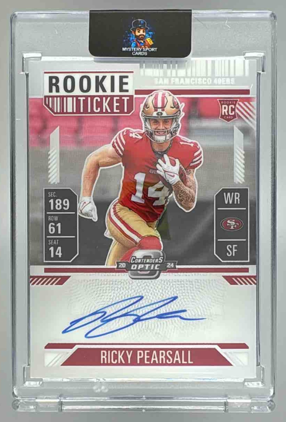 Card image for 2024 Panini Contenders Optic Ricky Pearsall Rookie Ticket RPS Auto #109 RC 49ers